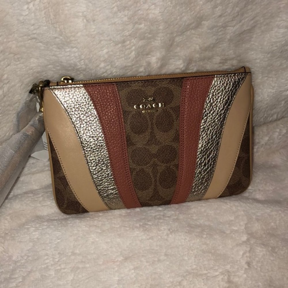 Coach signature wave patchwork wristlet